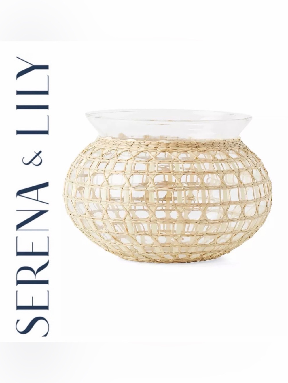 Serena & Lily Cayman Seagrass Vase Woven Rattan Glass Vase